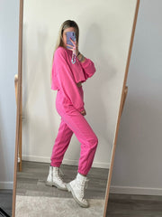 Joggers rosa con personalizzazione ricamata - Follie by Alice