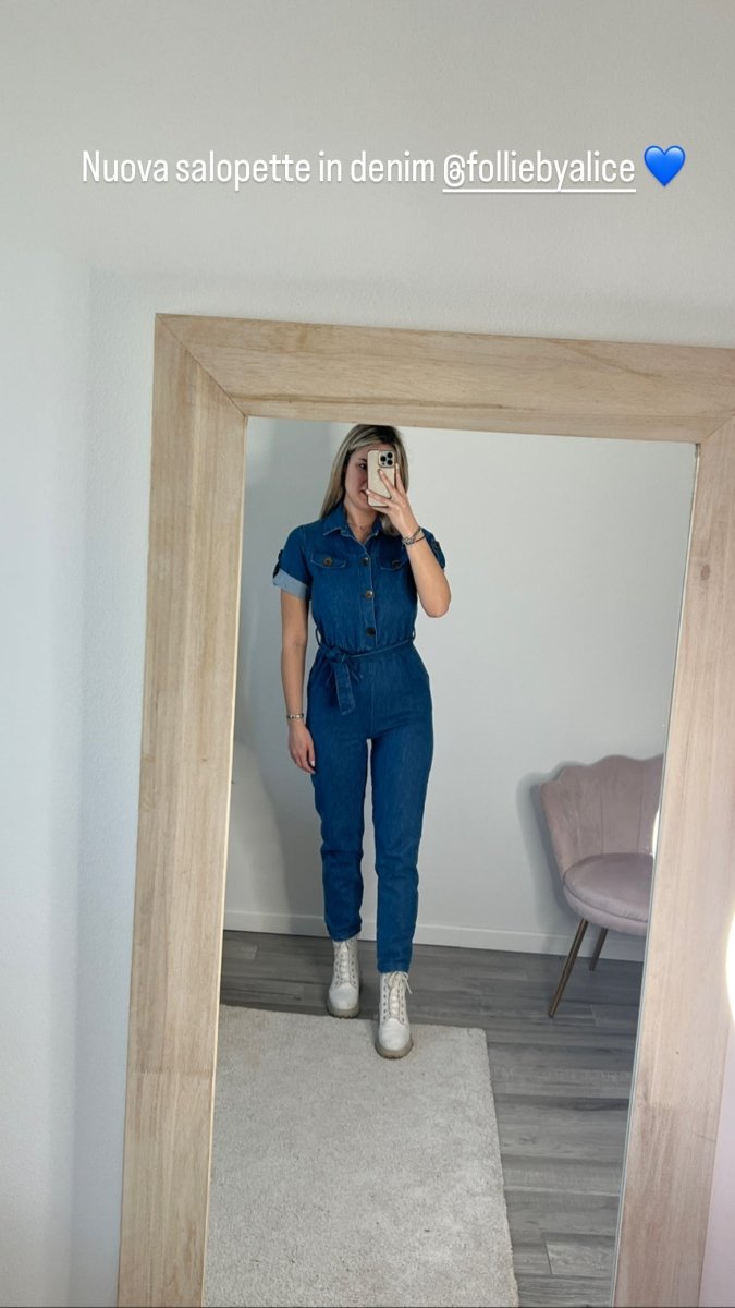 Jumpsuit di jeans a maniche corte - Follie by Alice