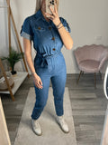 Jumpsuit di jeans a maniche corte - Follie by Alice