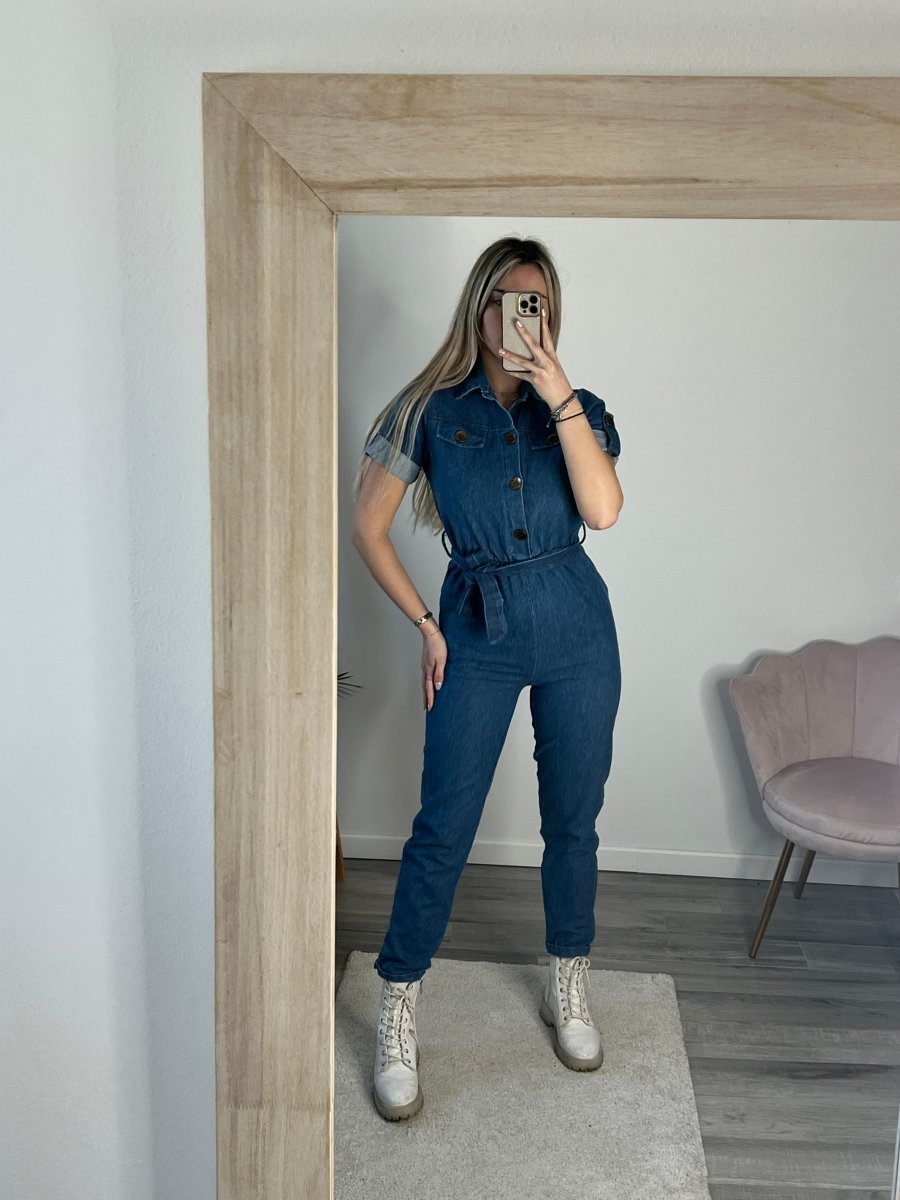 Jumpsuit di jeans a maniche corte - Follie by Alice