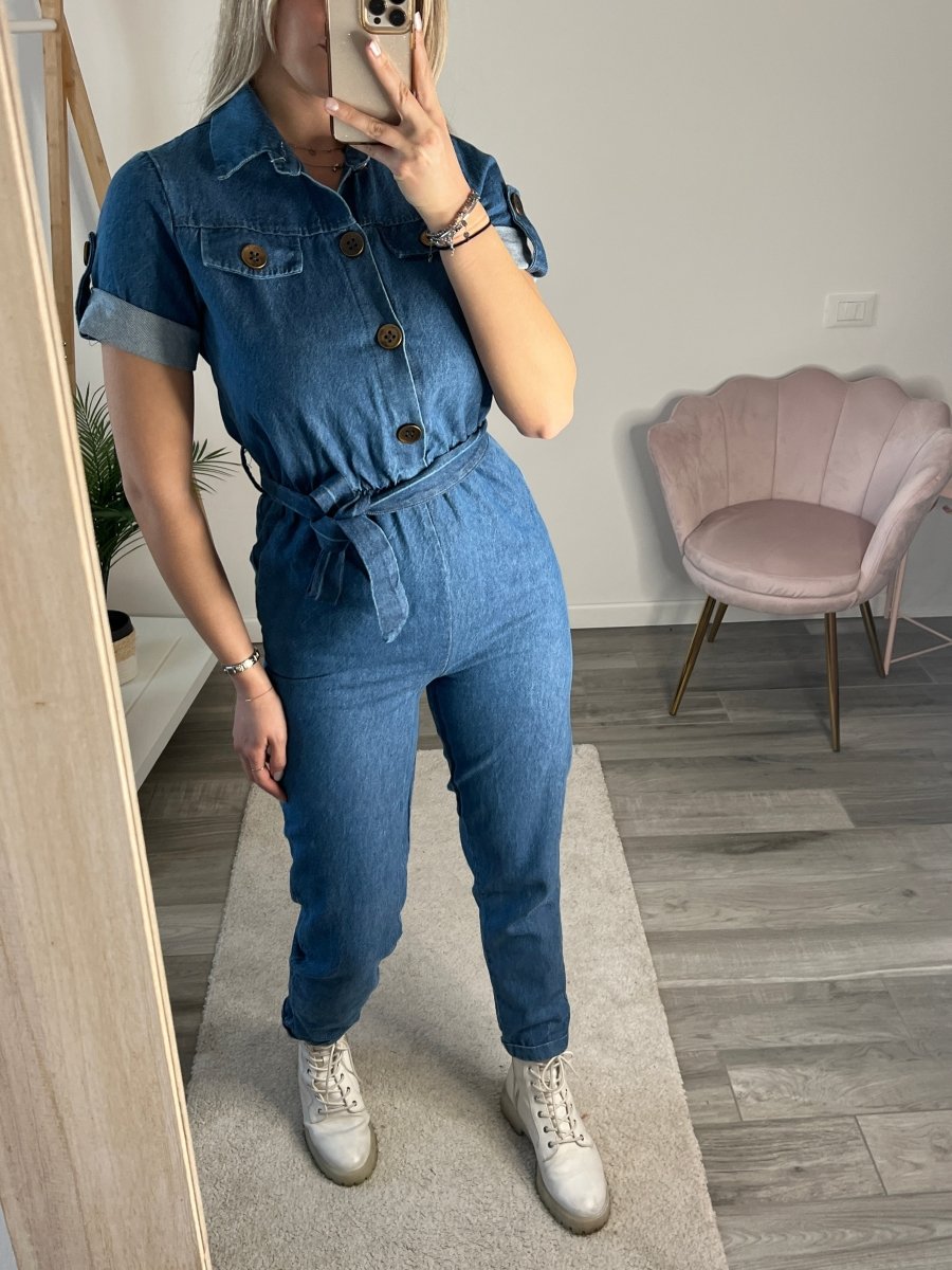 Jumpsuit di jeans a maniche corte - Follie by Alice