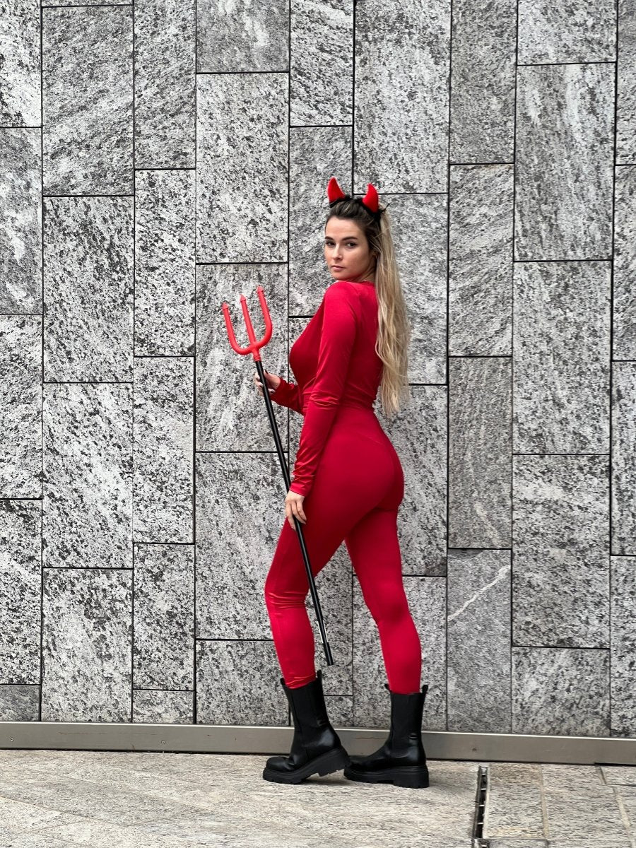 Jumpsuit DIABLA rossa in raso - Follie by Alice