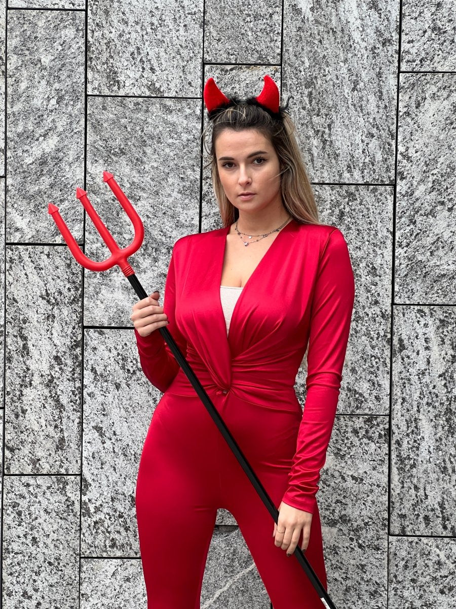 Jumpsuit DIABLA rossa in raso - Follie by Alice