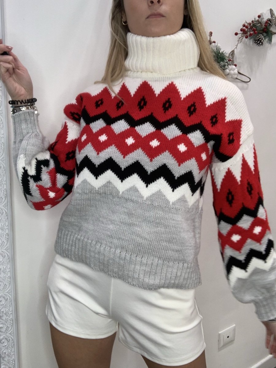 Maglione bianco con ricamo rosso - Follie by Alice