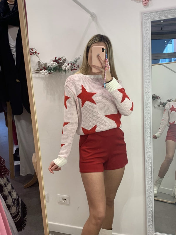 Maglione bianco con stelle rosse - Follie by Alice