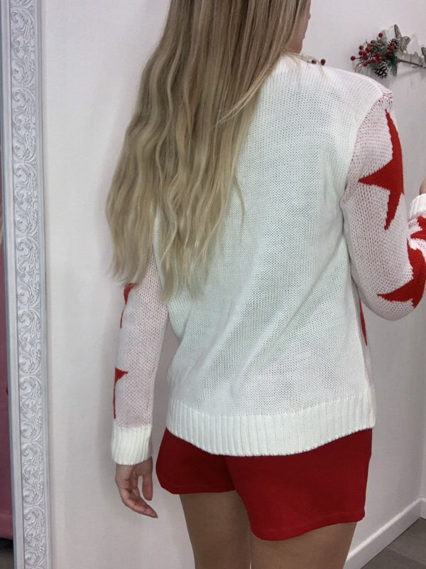 Maglione bianco con stelle rosse - Follie by Alice