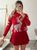 Maglione natalizio Renna rosso con fantasia - Follie by Alice