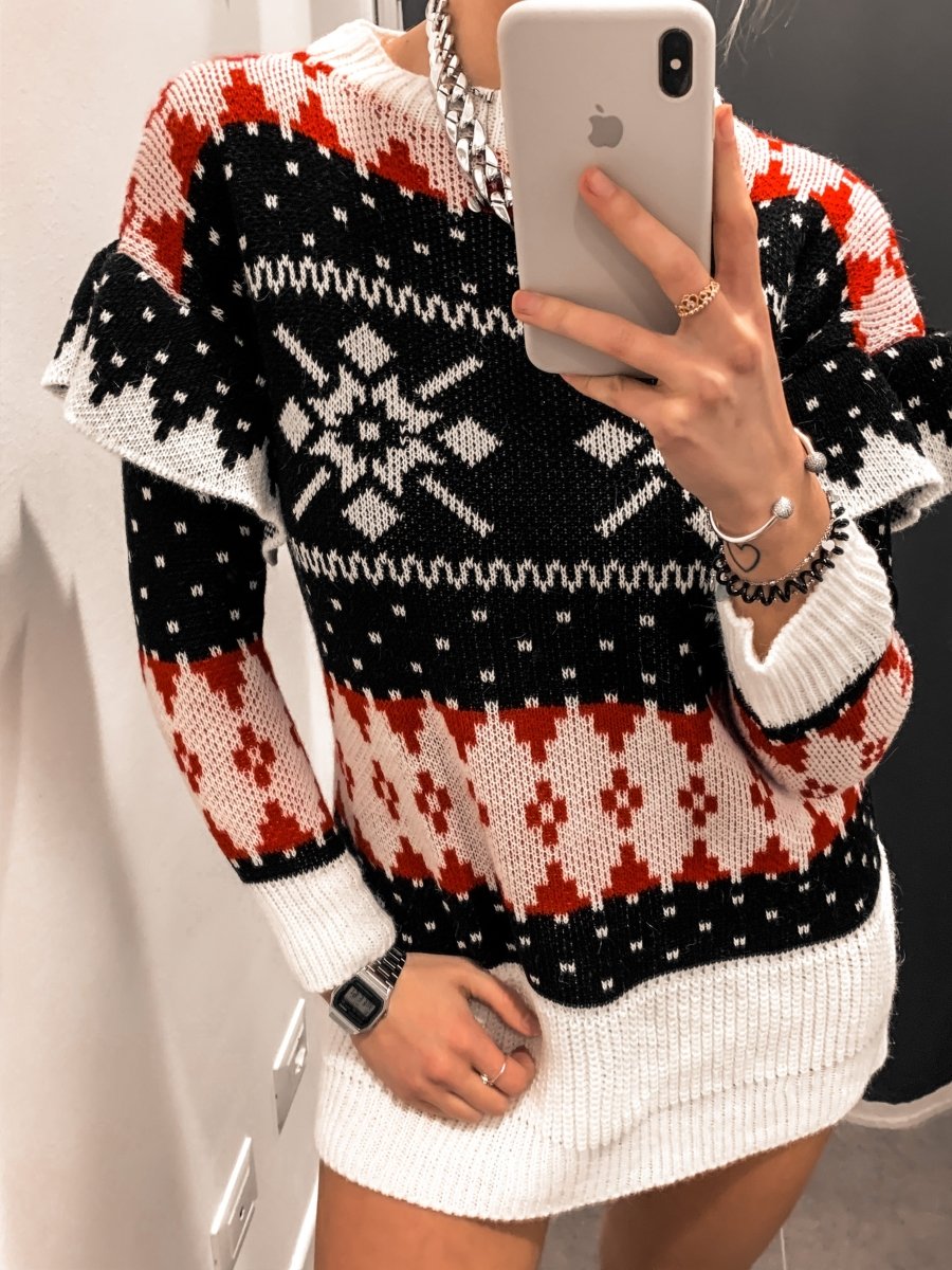 Maglione natalizio Snow bianco e nero - Follie by Alice