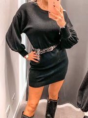 Maglione nero lungo con manica a palloncino - Follie by Alice