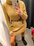 Maglione oversize camel a collo alto - Follie by Alice