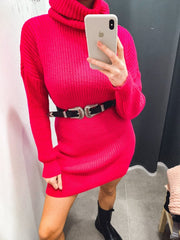 Maglione oversize fucsia a collo alto - Follie by Alice