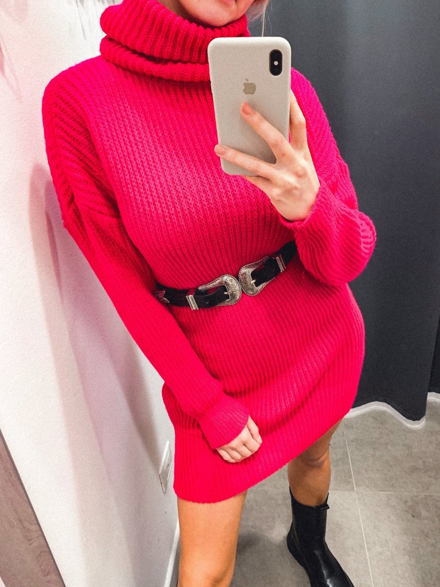 Maglione oversize fucsia a collo alto - Follie by Alice