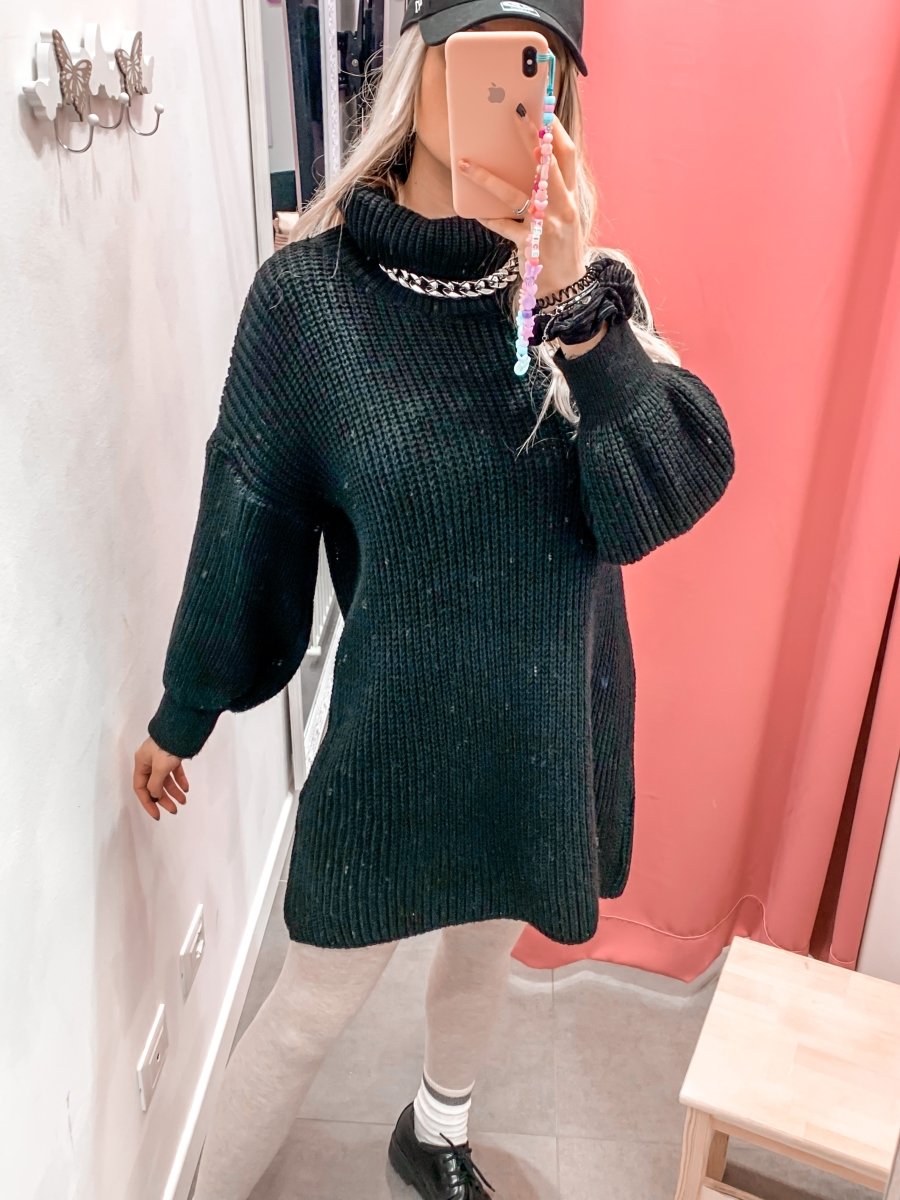 Maglione oversize nero a collo alto - Follie by Alice