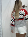 Maglione rosso con ricamo bianco - Follie by Alice