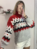 Maglione rosso con ricamo bianco - Follie by Alice