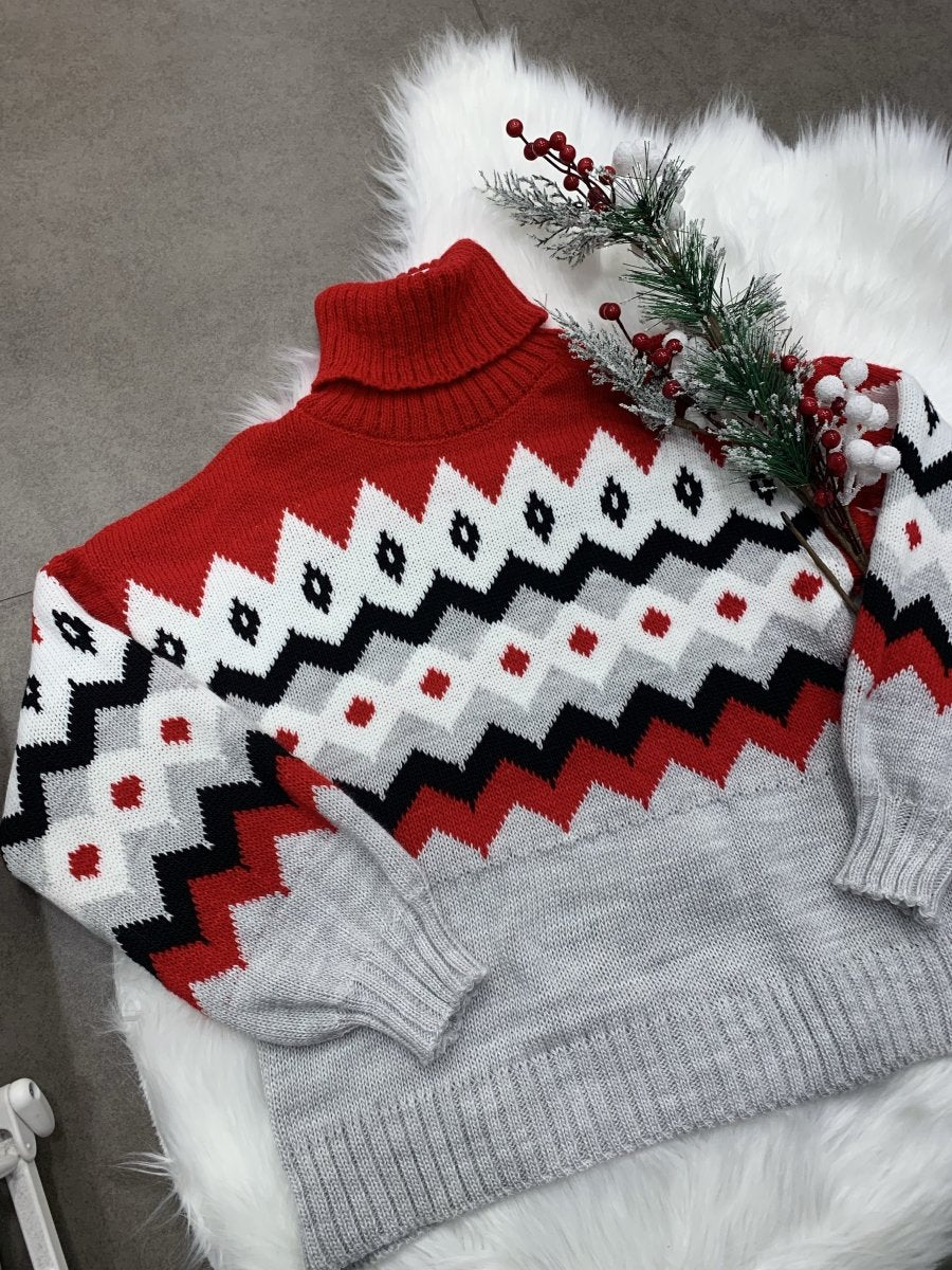Maglione rosso con ricamo bianco - Follie by Alice