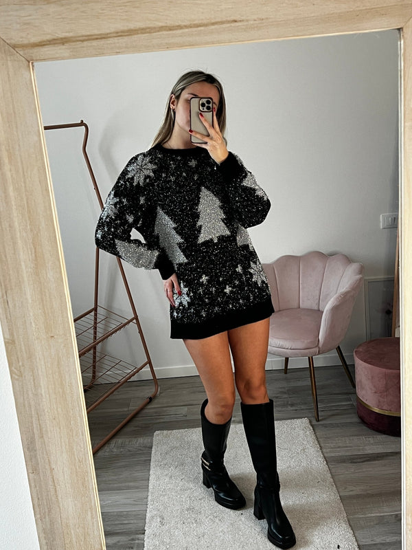 Maxi maglione natalizio oversize con albero di Natale - Follie by Alice
