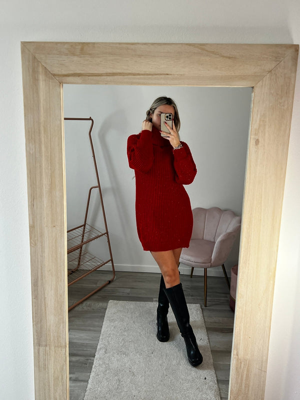 Maxi maglione vestito oversize a collo alto con brillanti - Follie by Alice