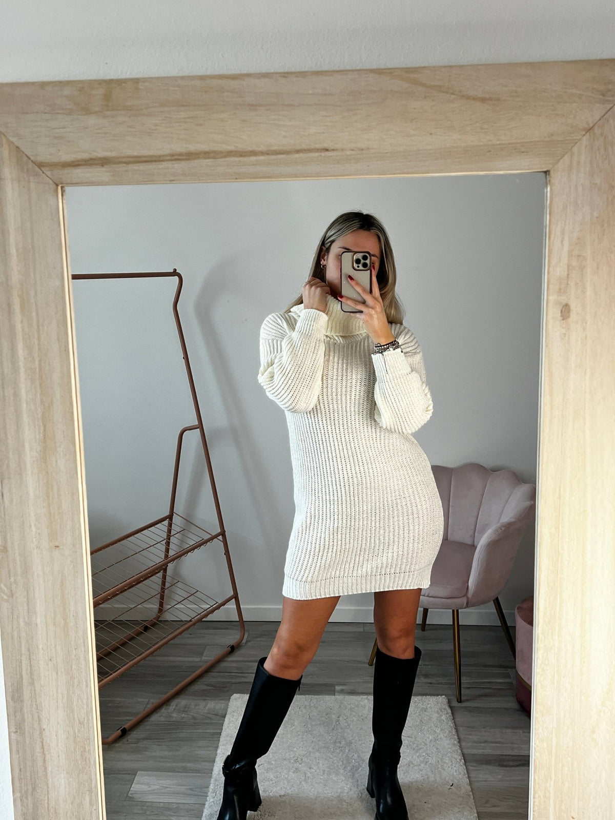 Maxi maglione vestito oversize a collo alto con brillanti - Follie by Alice