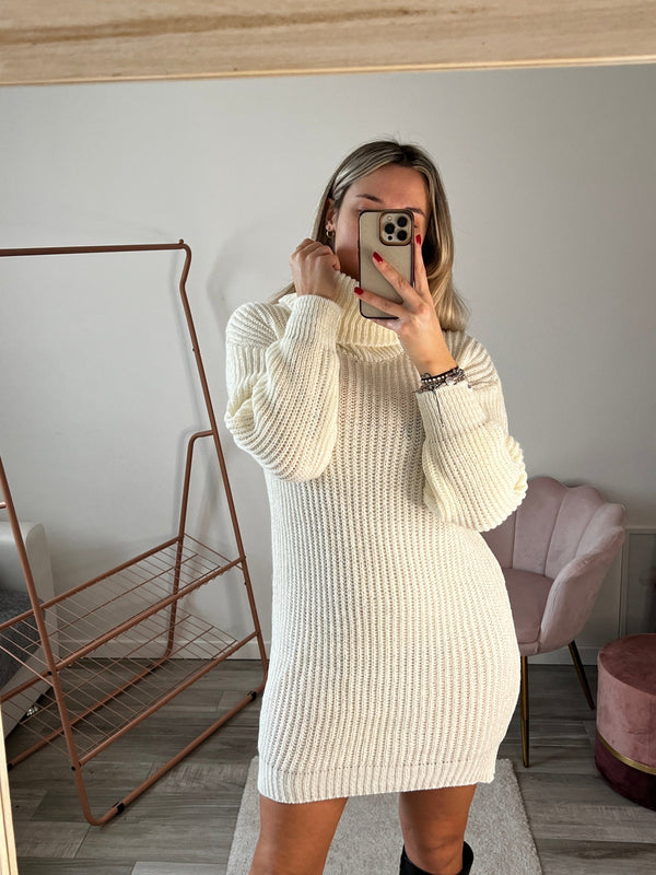 Maxi maglione vestito oversize a collo alto con brillanti - Follie by Alice