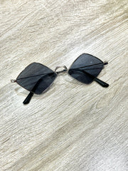 Occhiali da sole neri a rombo con cornice argento - Follie by Alice