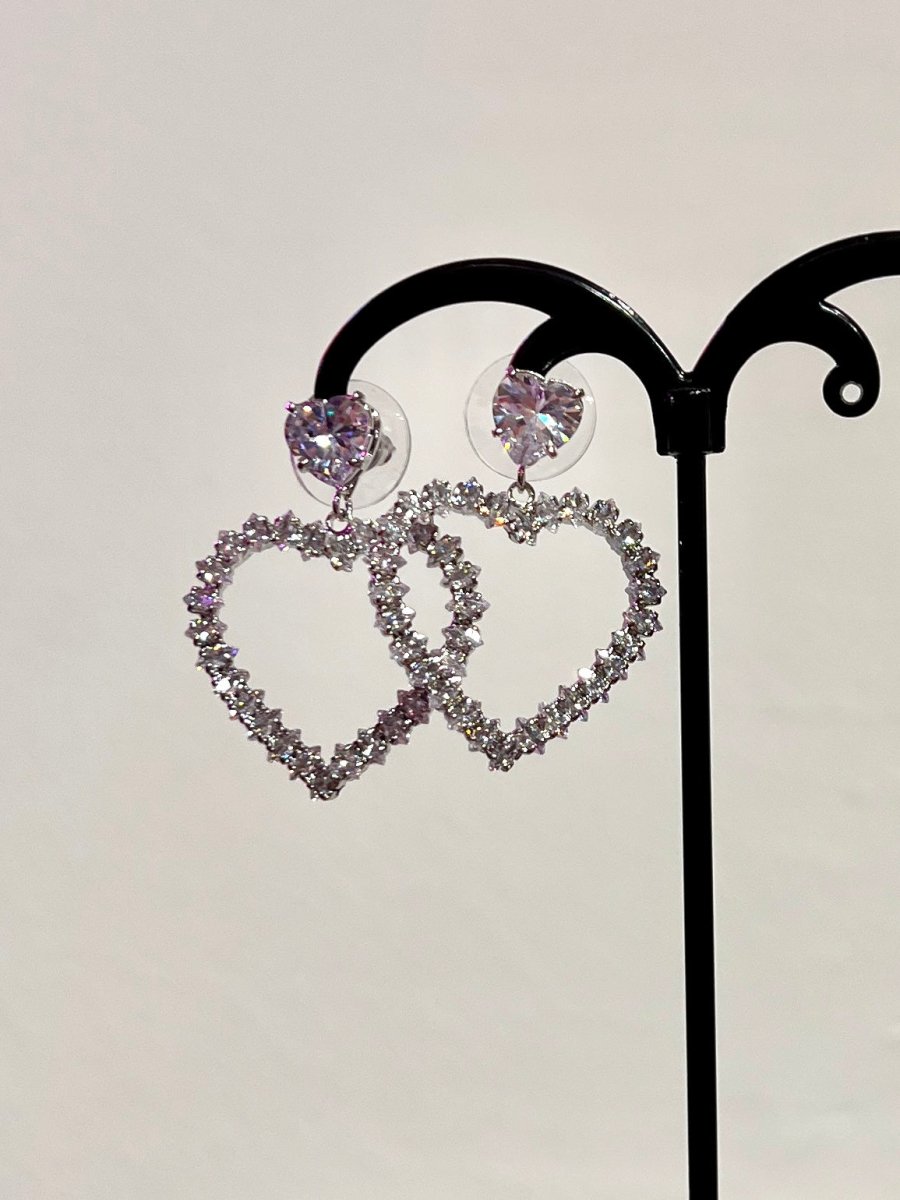 Orecchini argento pendenti con cuore di strass - Follie by Alice