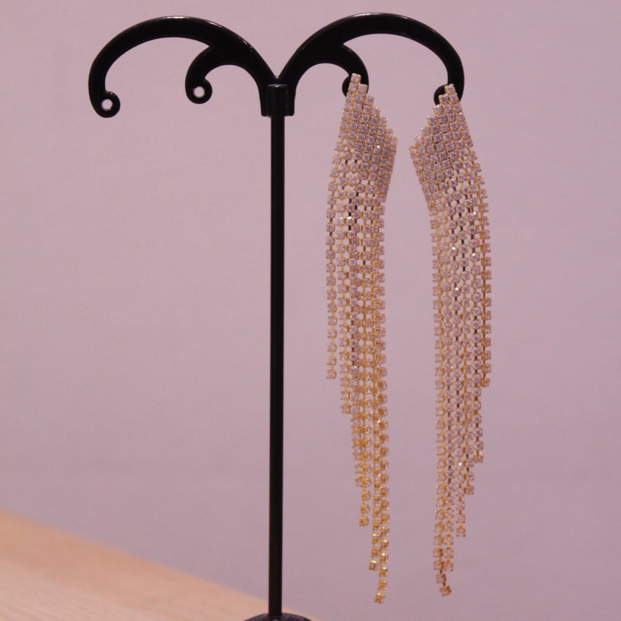 Orecchini oro con strass pendenti