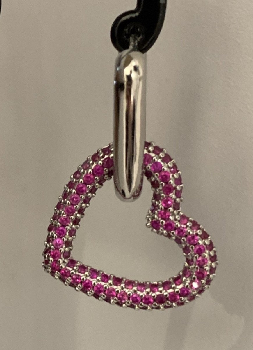 Orecchino cuore fucsia con strass - Follie by Alice