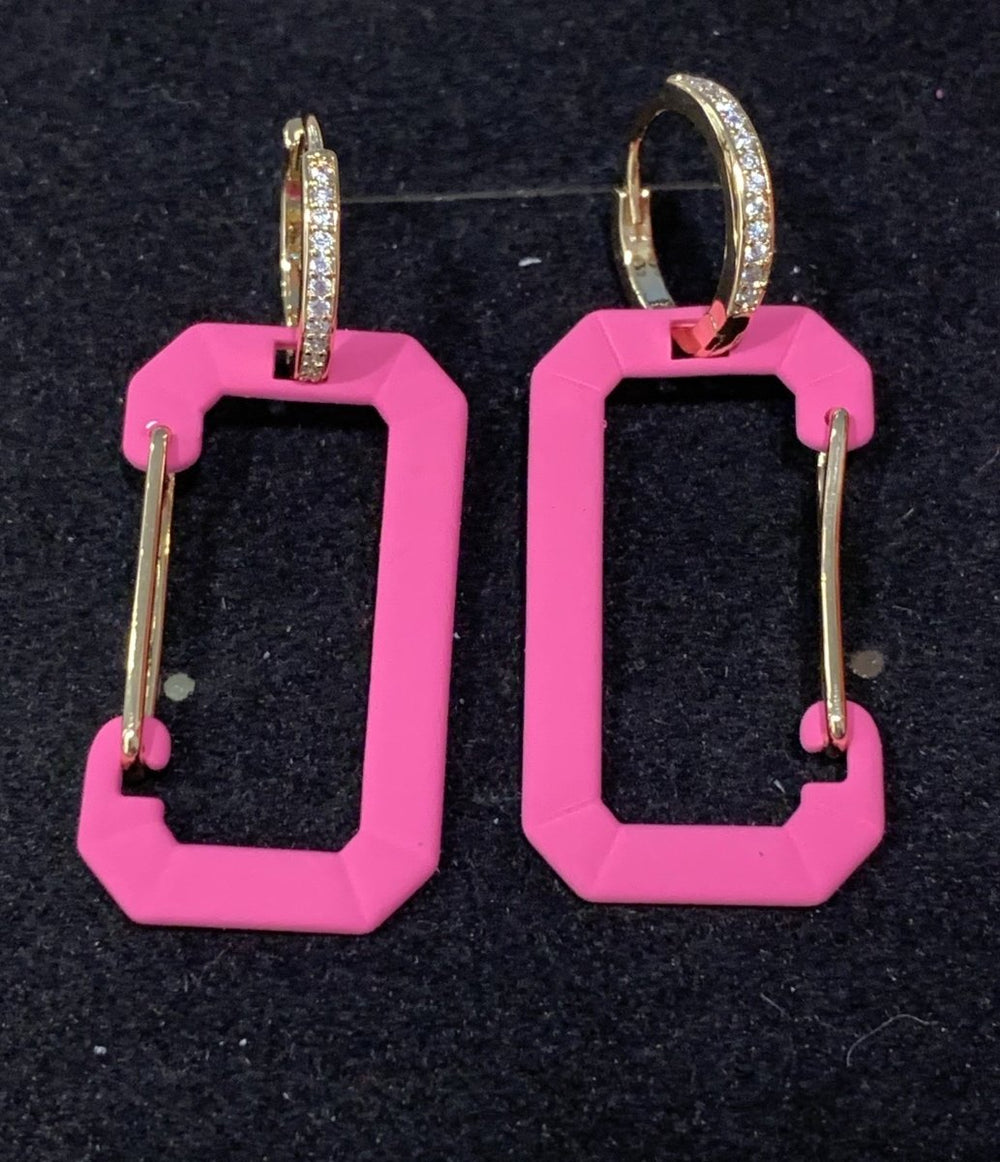 Orecchino fucsia e oro con strass - Follie by Alice