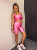 Pantaloncini corti ciclista rosa effetto satin - Follie by Alice