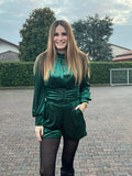 Pantaloncini verdi in ciniglia con borchiette gioiello - Follie by Alice