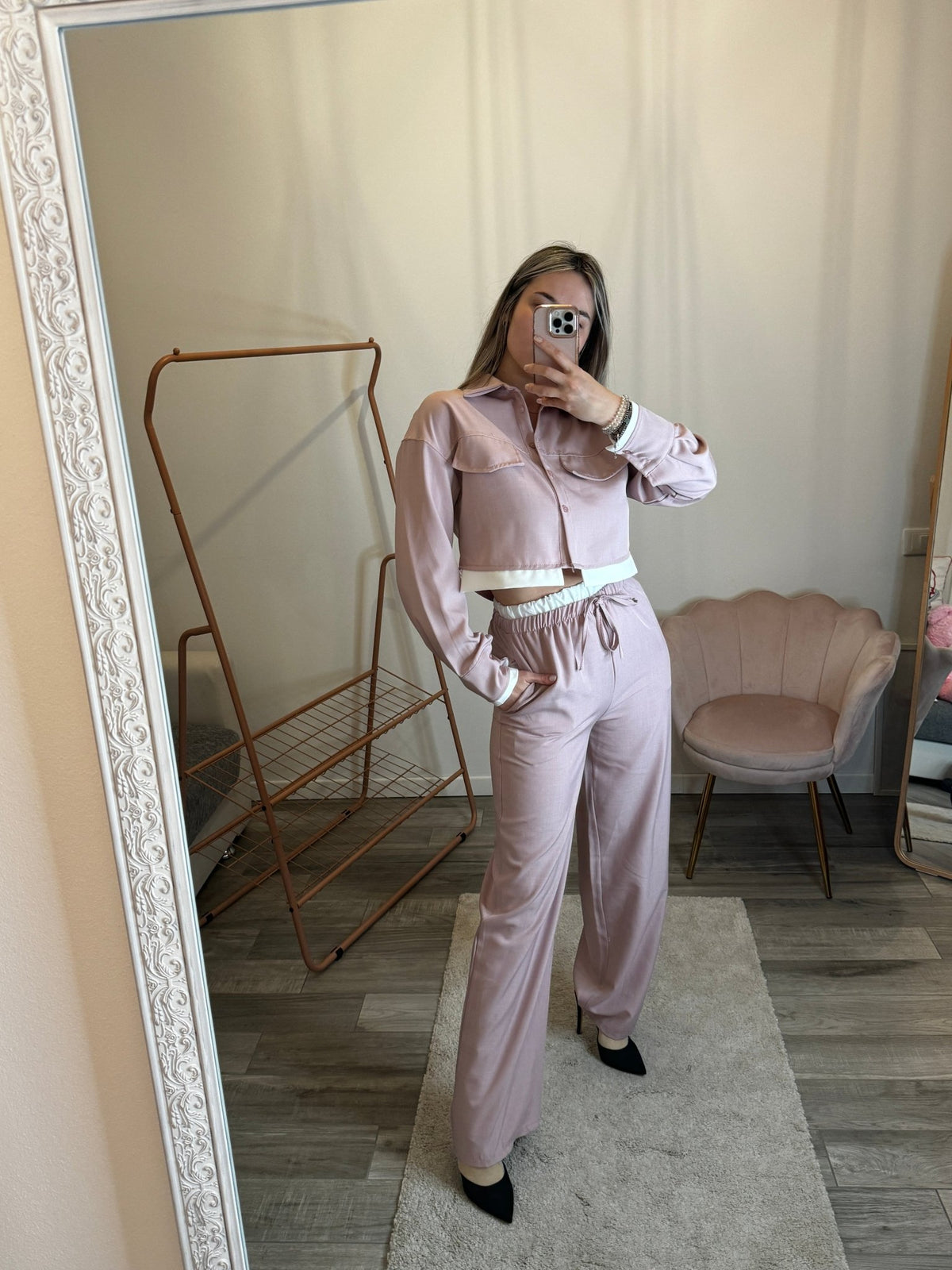 Pantaloni a palazzo con fascia a contrasto - Follie by Alice