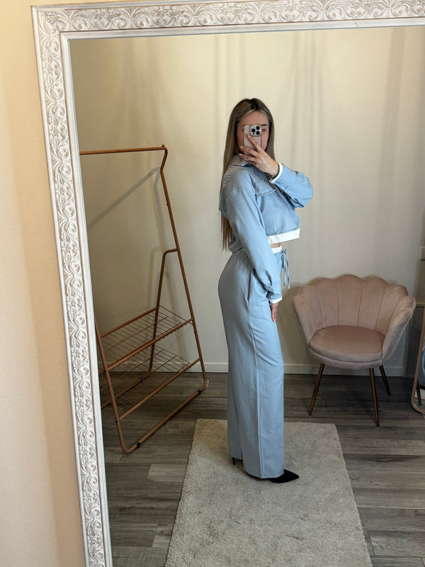 Pantaloni a palazzo con fascia a contrasto - Follie by Alice