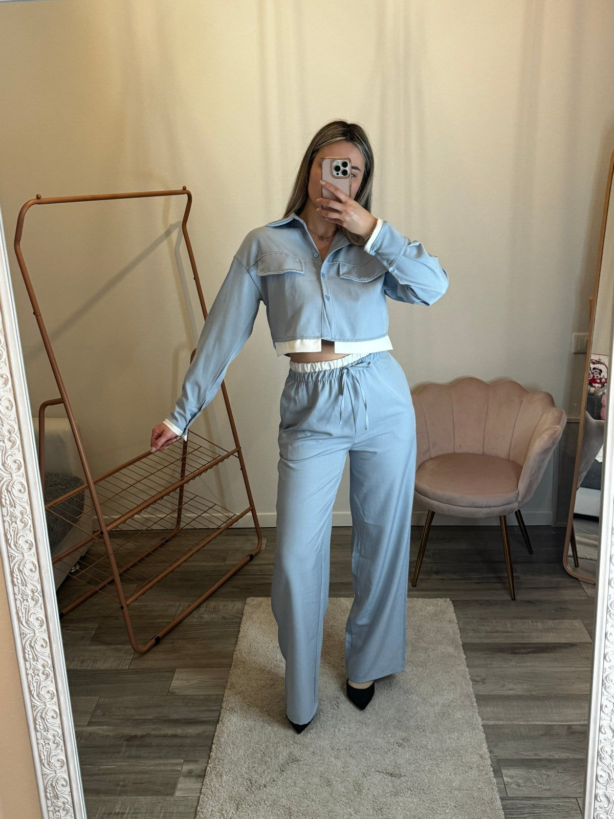Pantaloni a palazzo con fascia a contrasto - Follie by Alice