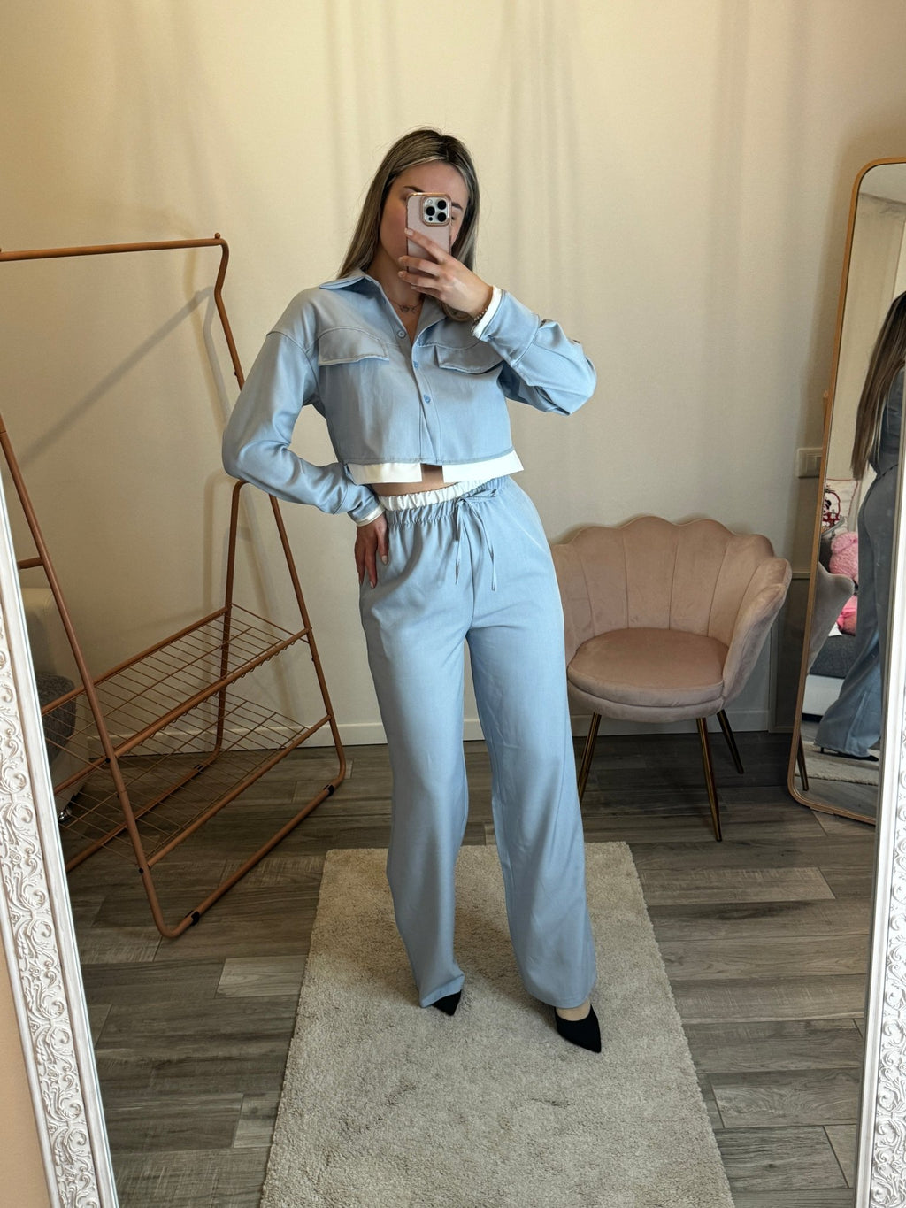 Pantaloni a palazzo con fascia a contrasto - Follie by Alice