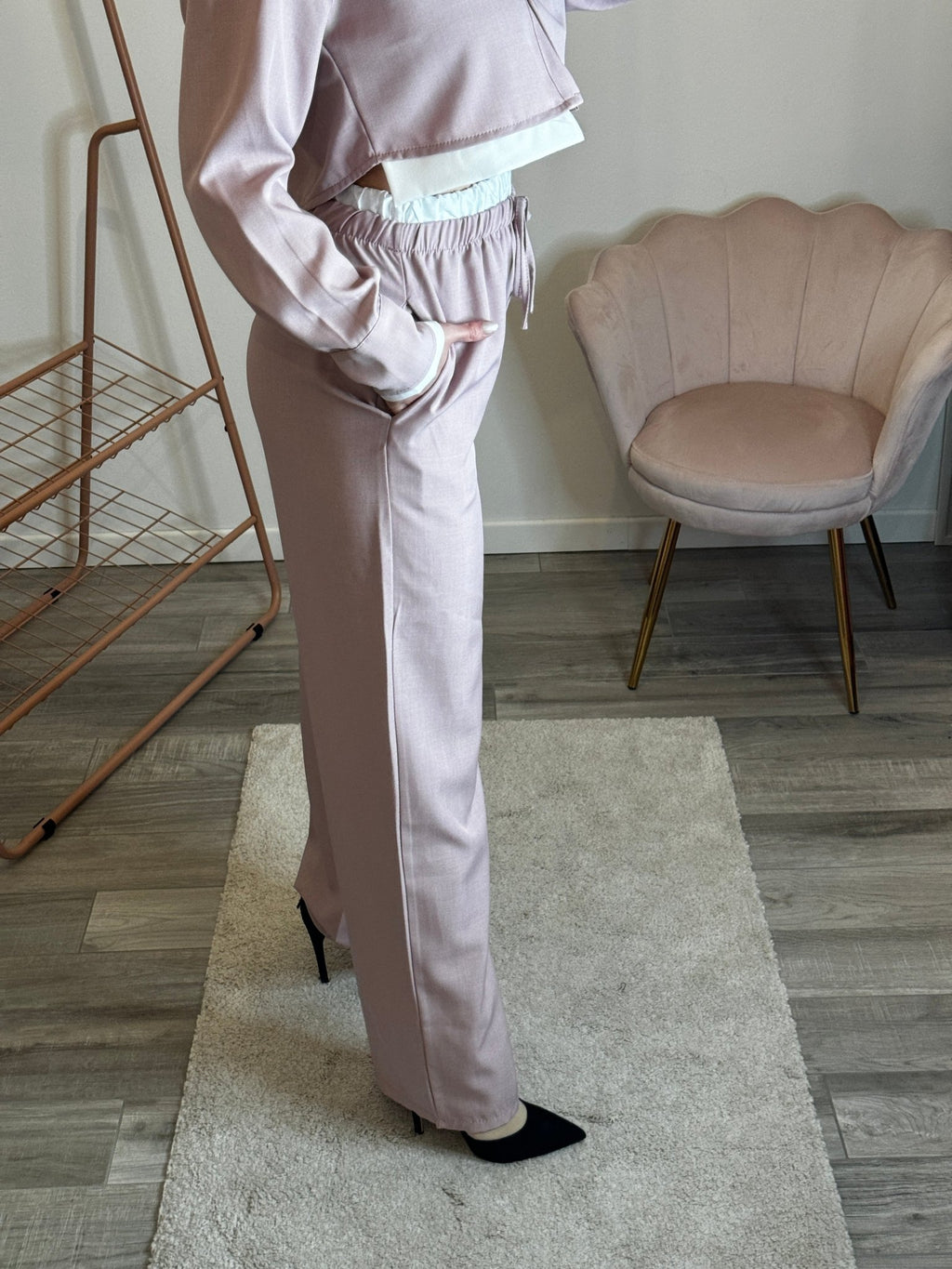 Pantaloni a palazzo con fascia a contrasto - Follie by Alice