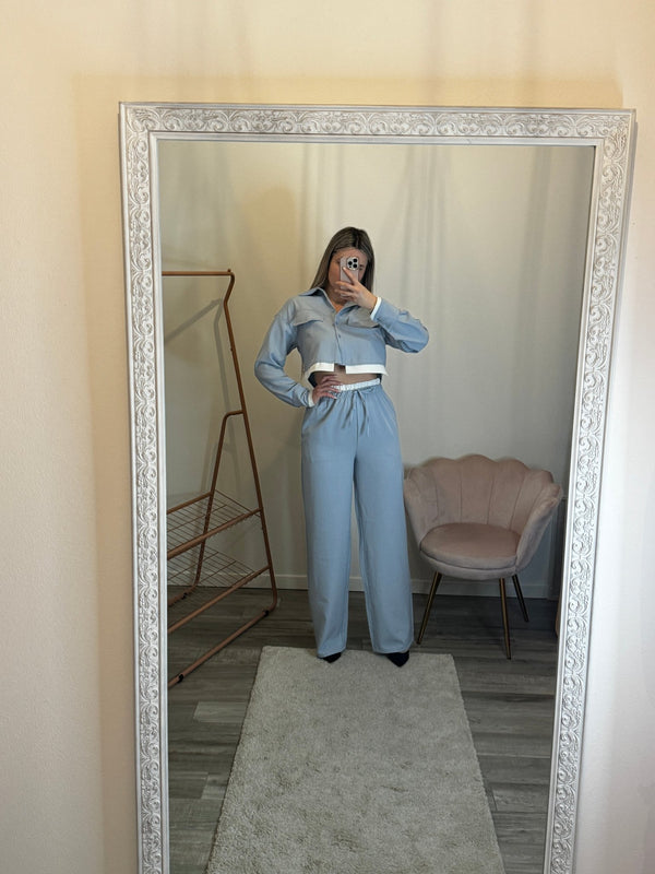Pantaloni a palazzo con fascia a contrasto - Follie by Alice
