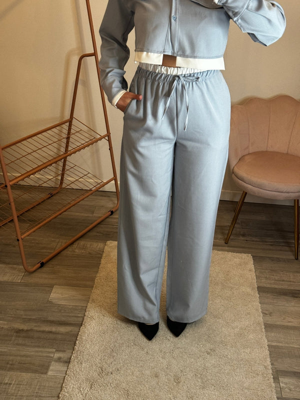 Pantaloni a palazzo con fascia a contrasto - Follie by Alice