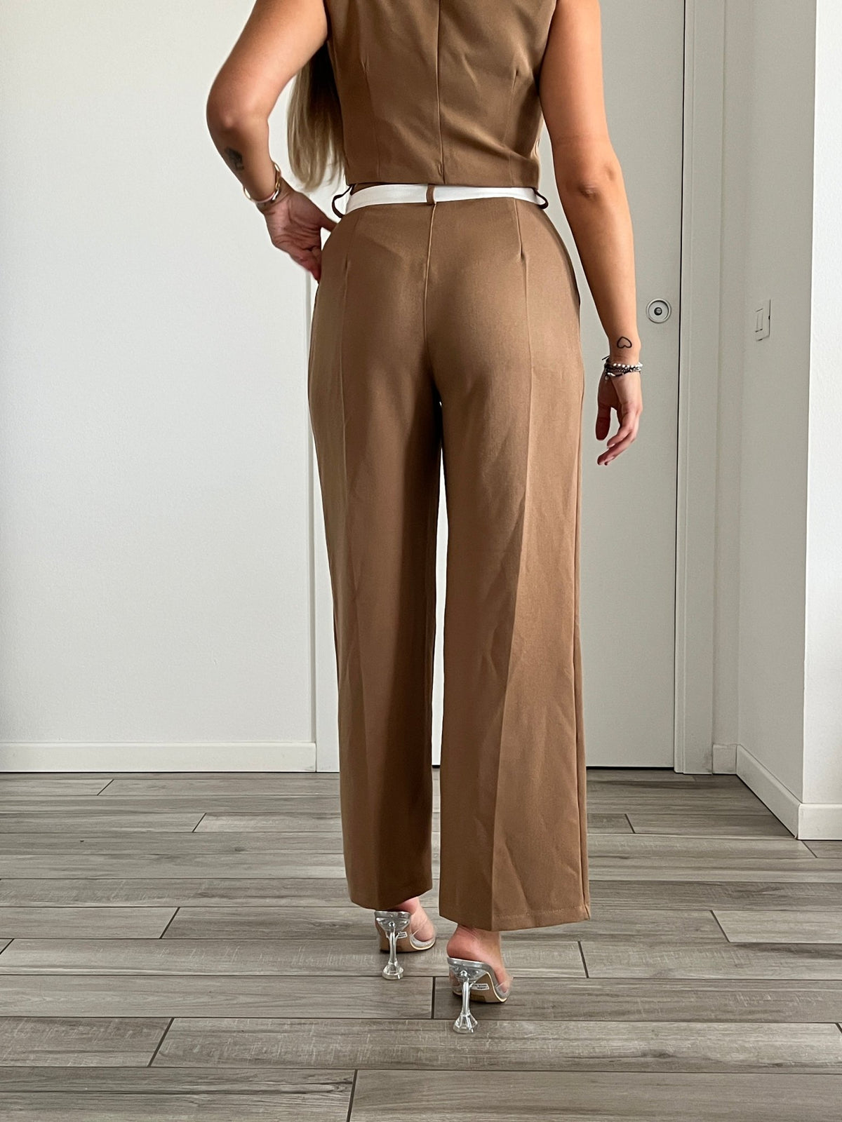 Pantaloni a palazzo con fascia in vita a contrasto - Follie by Alice