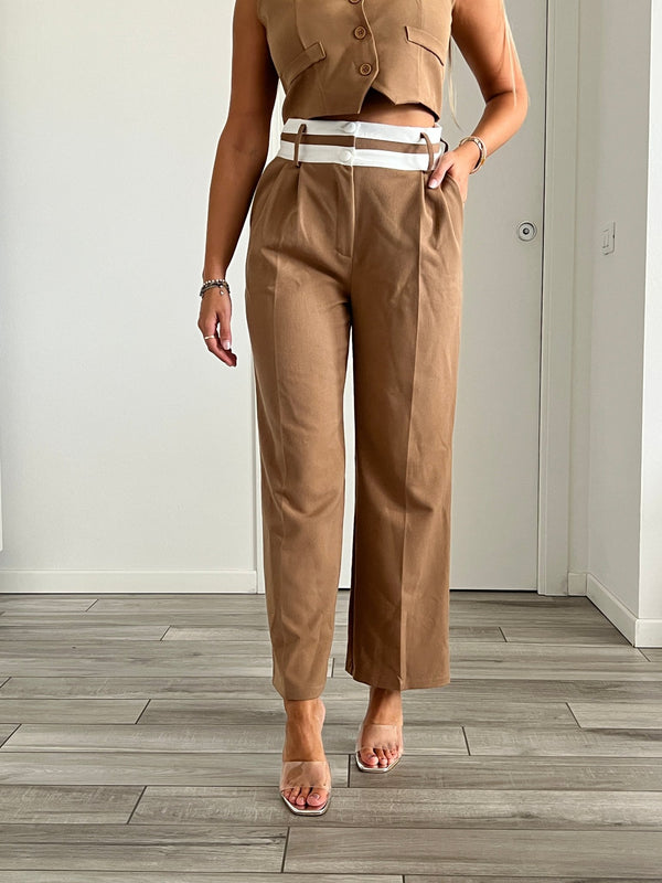 Pantaloni a palazzo con fascia in vita a contrasto - Follie by Alice