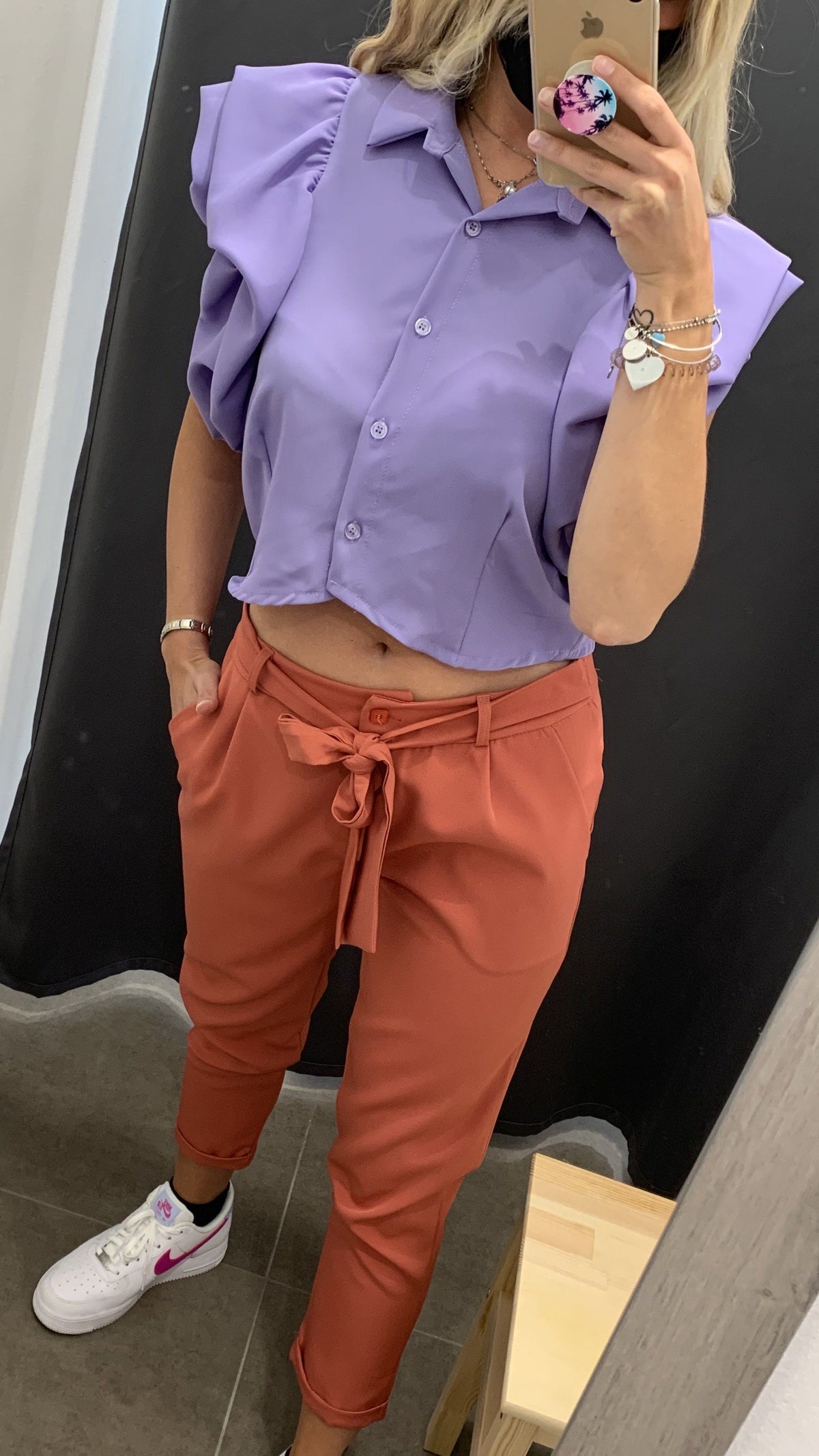 Pantaloni a sigaretta color corallo - Follie by Alice