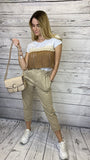 Pantaloni beige con vita arricciata - Follie by Alice