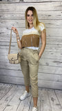 Pantaloni beige con vita arricciata - Follie by Alice