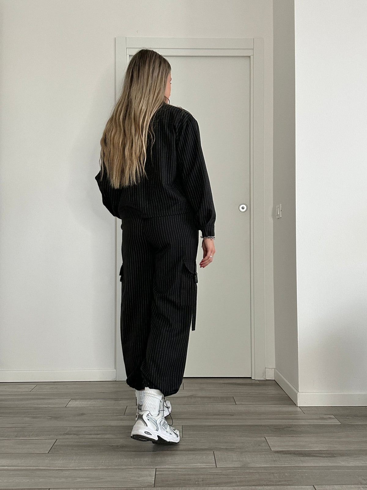 Pantaloni cargo a righe effetto gessato - Follie by Alice
