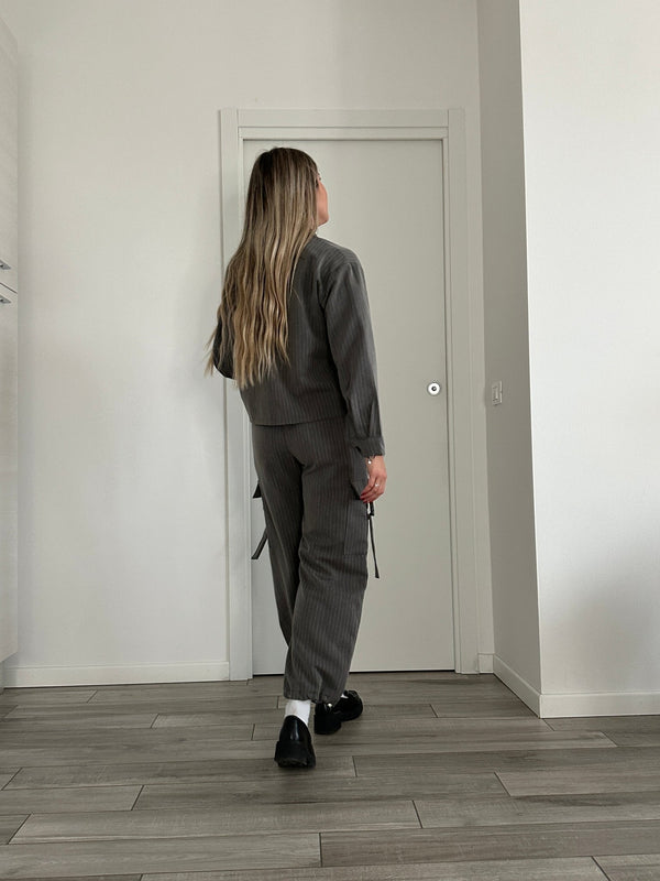 Pantaloni cargo a righe effetto gessato - Follie by Alice