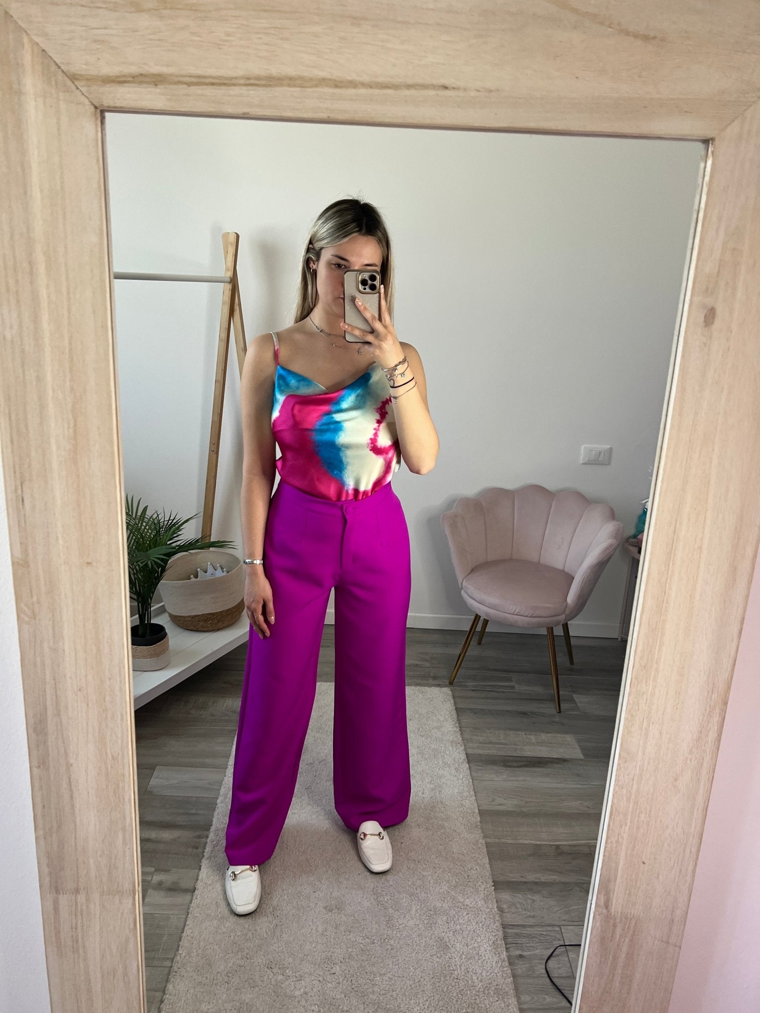 Miss Selfridge Pantaloni A Zampa Viola Pantaloni Di Pelle Viola