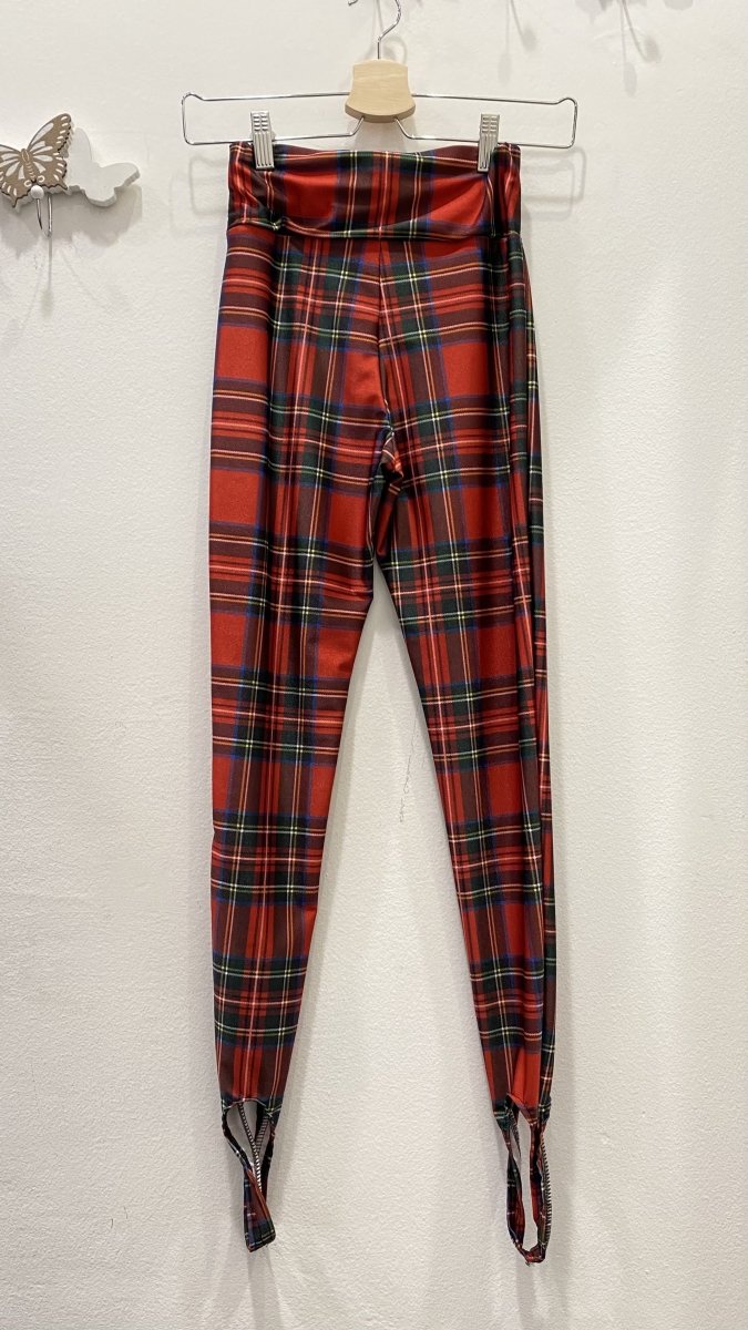 Pantaloni elasticizzati a quadri con ghette