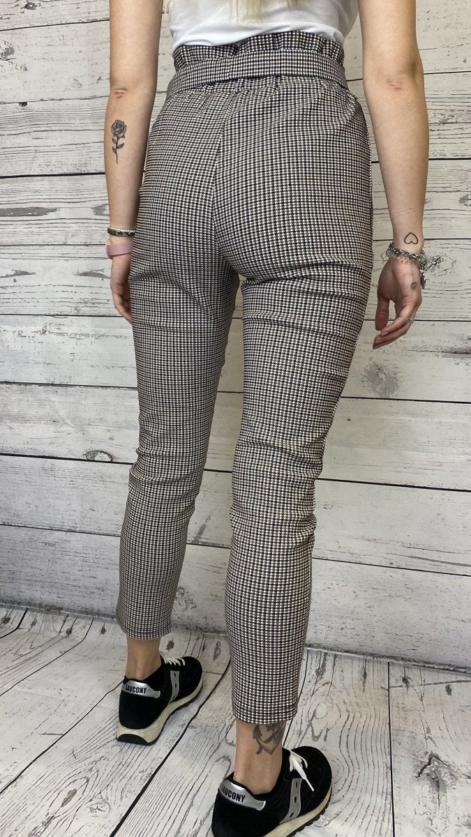 Pantaloni elasticizzati con fantasia pied de poule - Follie by Alice