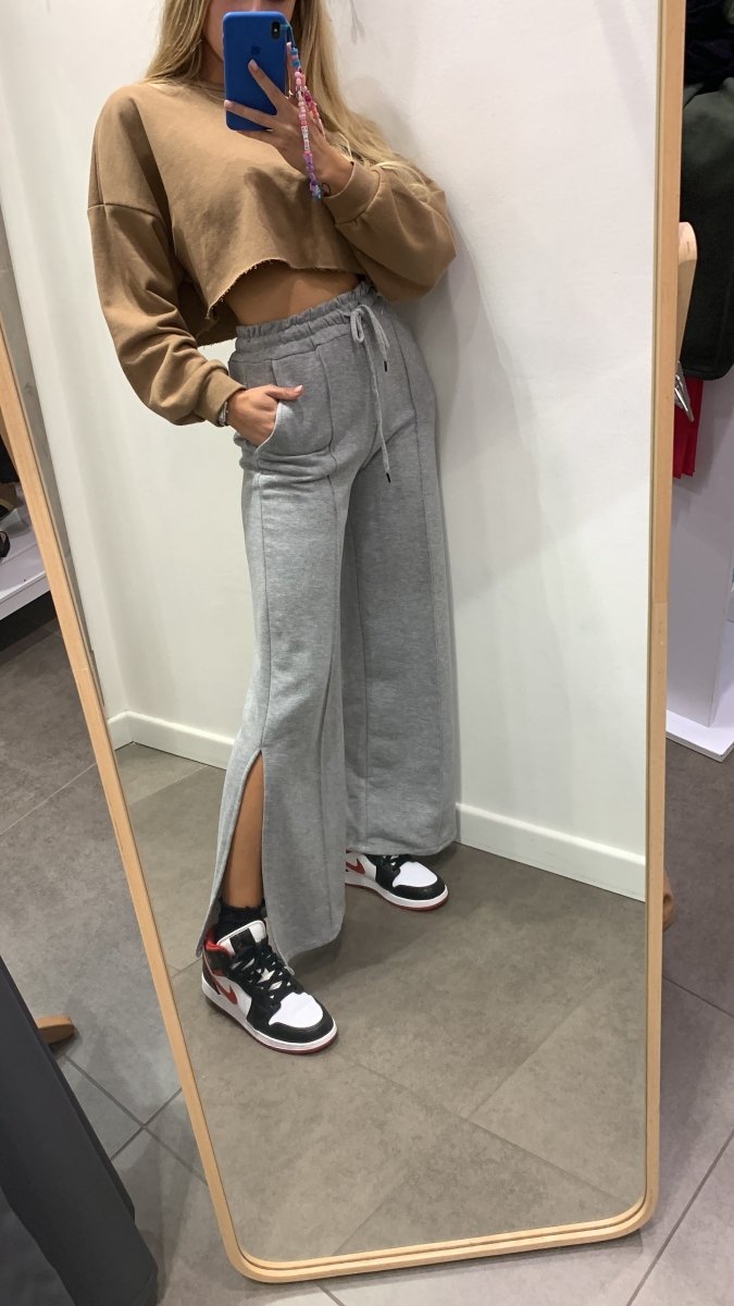 Pantaloni grigi di felpa con fondo largo - Follie by Alice