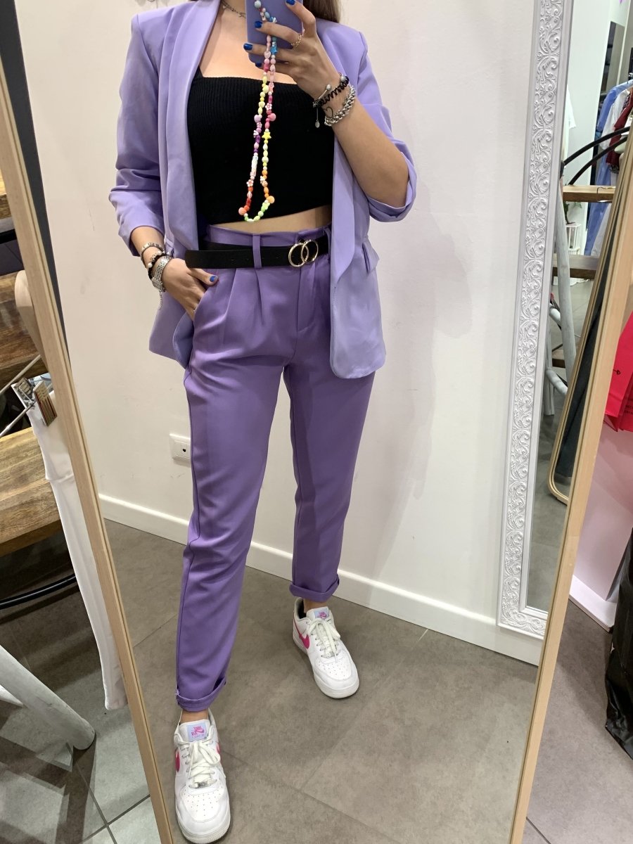 Pantaloni lilla con vita elasticizzata e cintura - Follie by Alice